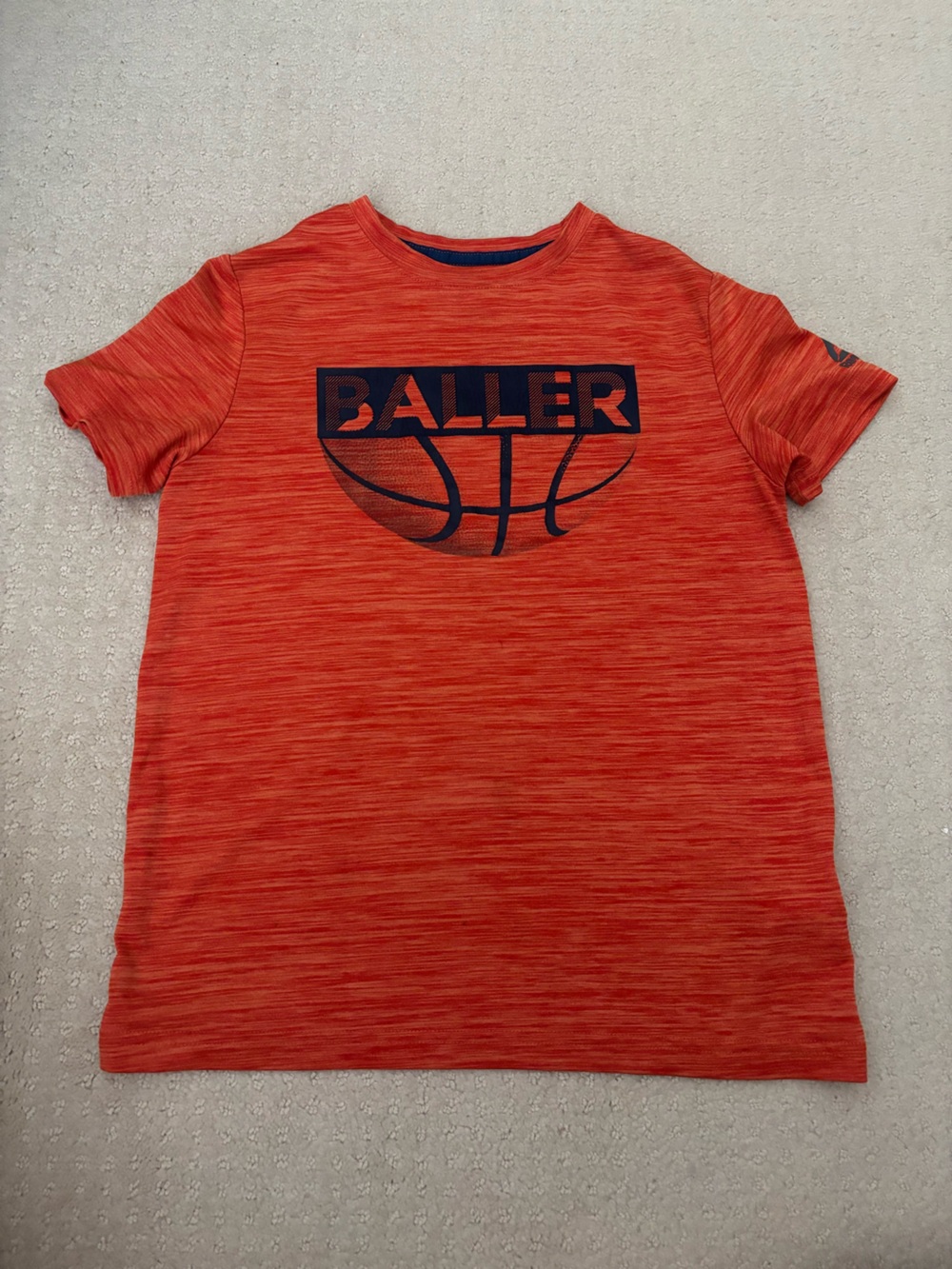 Reebok Orange Heather "BALLER" Basketball Tee Youth Kids Boy’s Active Shirt